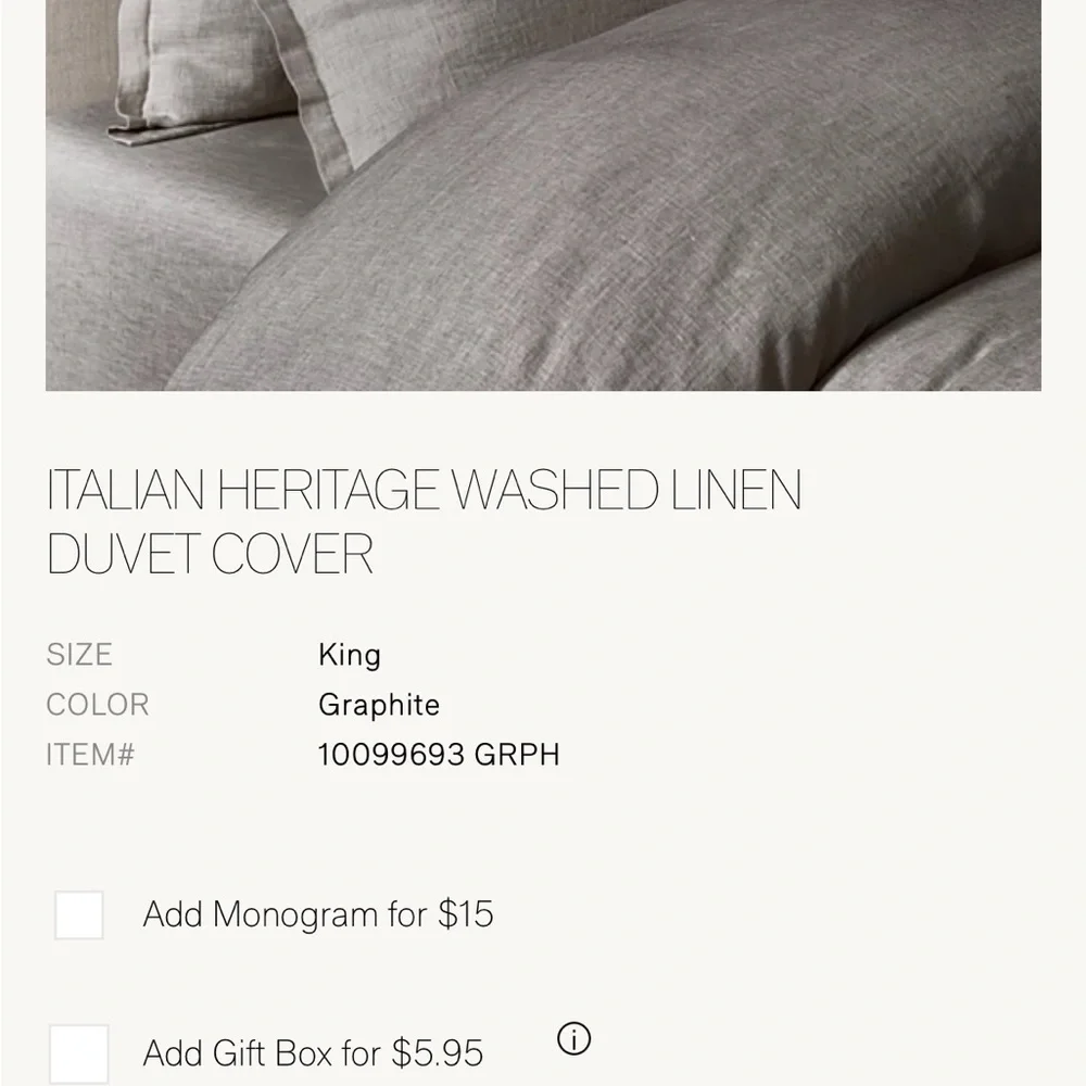 Restoration Hardware Gray Linen Duvet Cover Modern Minimalist Bedding